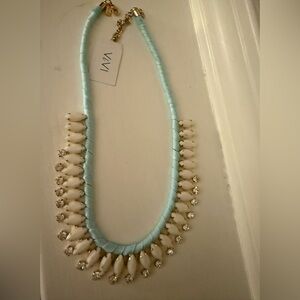 Vivi Necklace Light Blue with White Stones & Crystals 16" - 18" Adjustable NWT